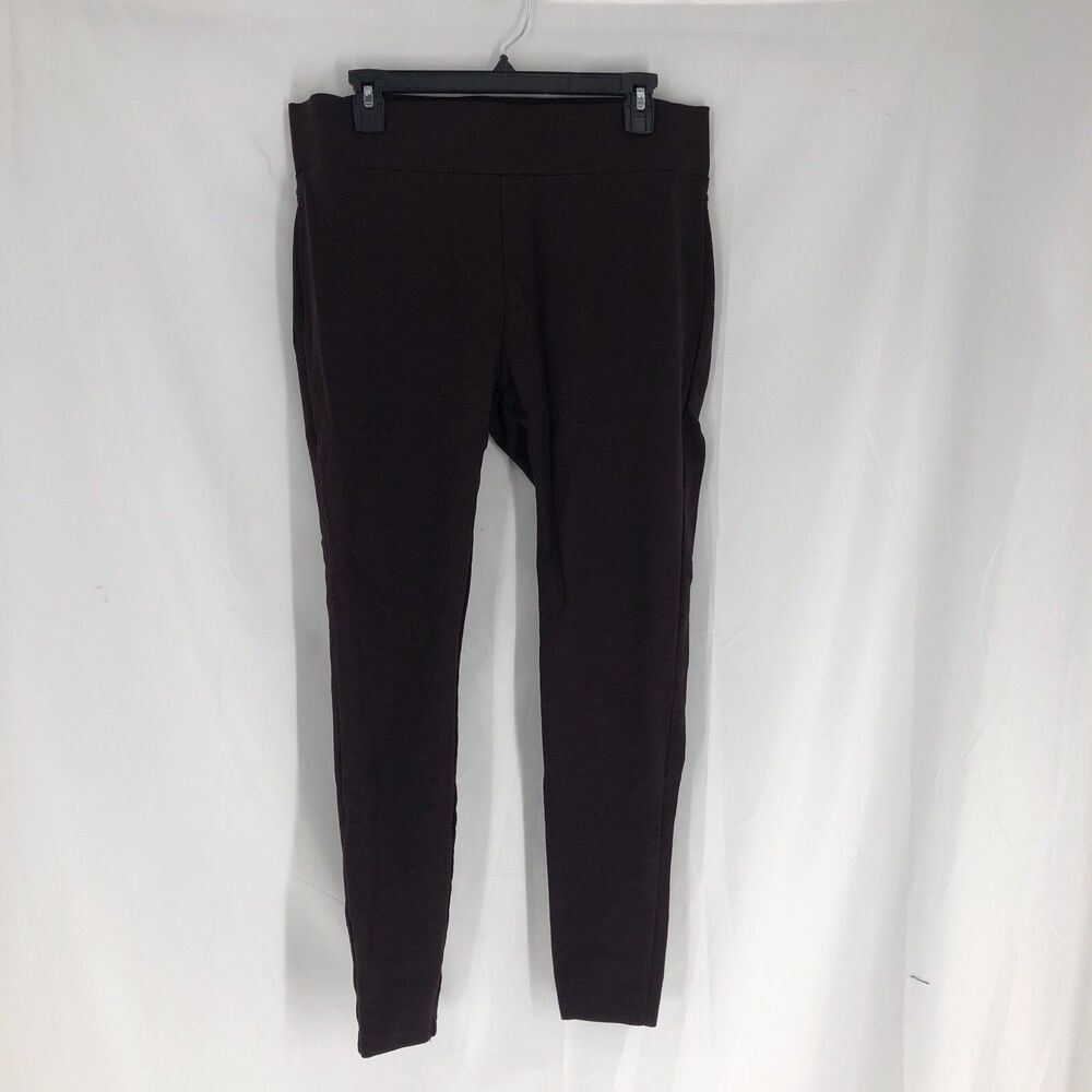 Matty M Women's High Rise Slub Legging With Back Pocket Plum XL